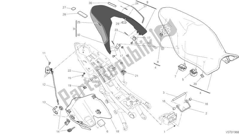 All parts for the Seat of the Ducati Monster 821 Stealth 2019